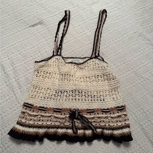 American Eagle Outfitters Crochet Camisole in Cream and Brown